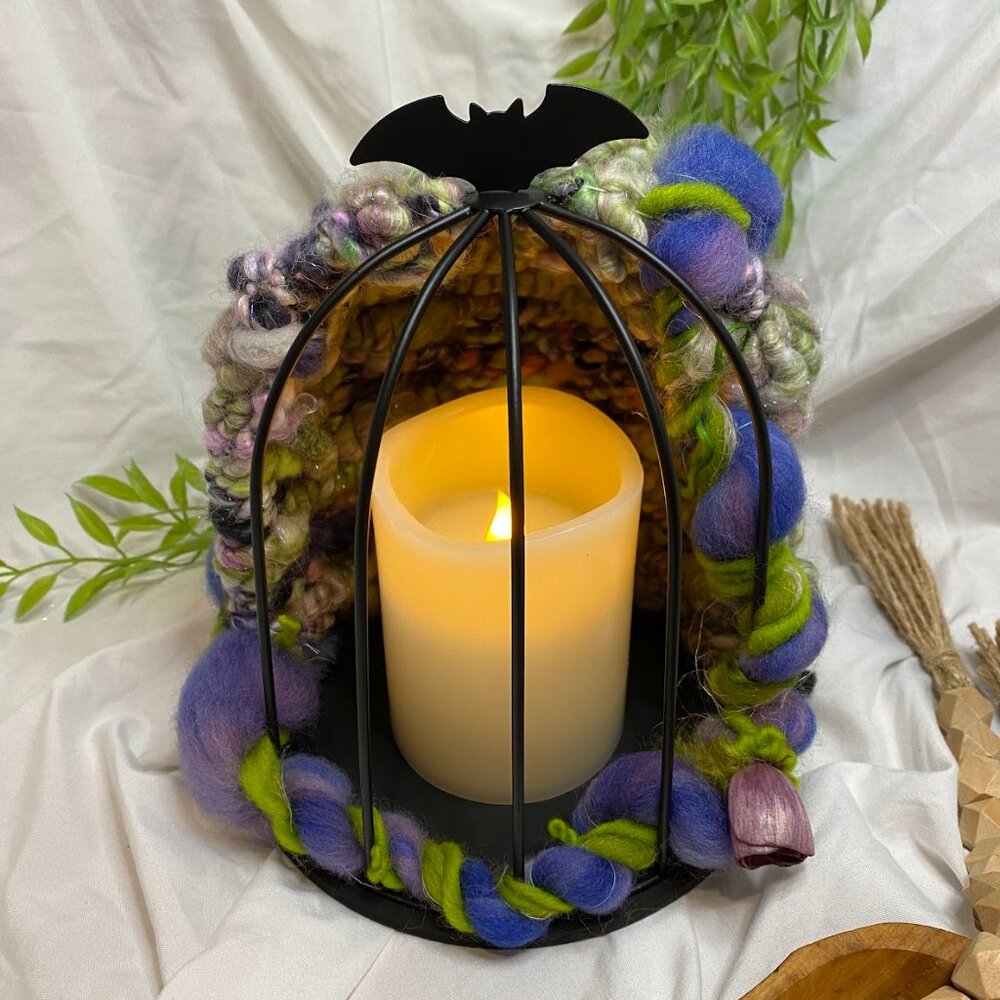 Handwoven Bat Cage Candle Display Decor